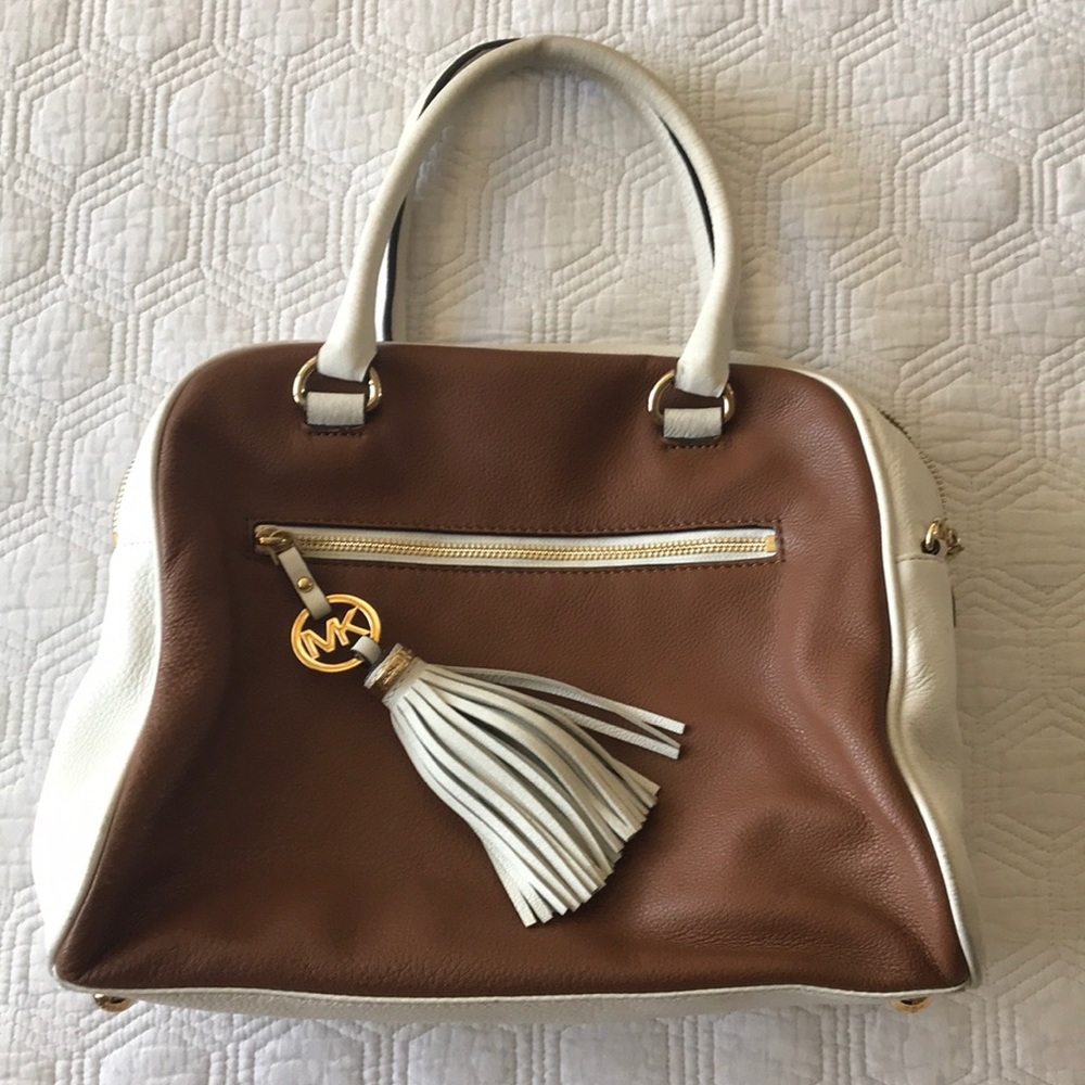 Michael Kors Med Brown Leather Bowler Handbag Tote AUTHENTIC